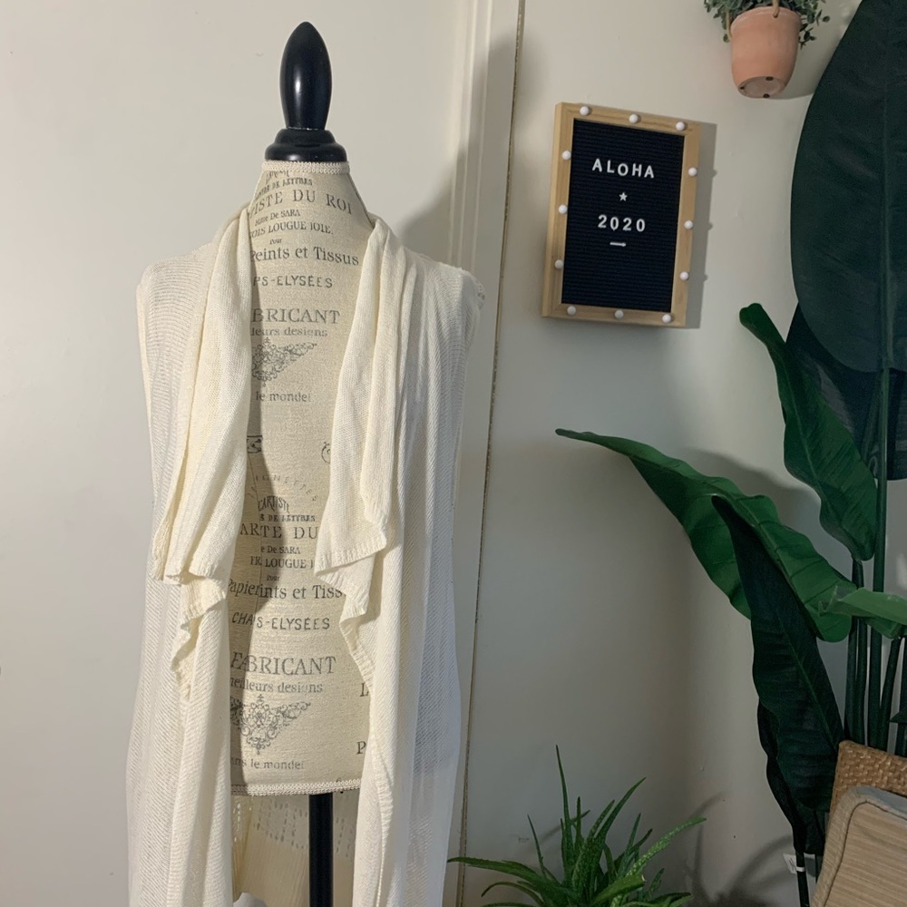 Long Knit Sleeveless Cardigan